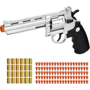 Revolver Toy Gun with 100 Soft Bullets,24 Shells,Realistic Toy Revolver Gun,Christmas Birthday Gifts for Boys Kids Adult Age 8+(Brown) in Kuwait