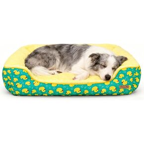 Rectangle Washable Dog Bed for Large, Medium & Small Dogs – Soft Calming Puppy Beds, Durable Warm Pet Sofa with Non-Slip Bottom for Indoor Use.Pink S Size (18.9"x18.9"x6.3") in Saudi Arabia