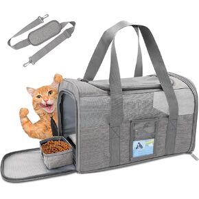 Refrze Cat Carrier for Large Cats 20 lbs, Medium Cats Under 25 lbs, Dog Carriers for Small Dogs, Soft Travel Pet Carrier for 2 Cats Small Dogs, Grey in Kuwait