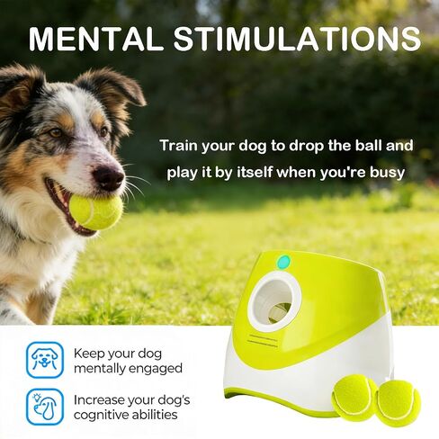 OYE Dog Ball Launcher, Automatic Balls Thrower with 6 Balls for Dog, 2 Tennis Balls Throwing Machine with 10-30 ft Throw Distance, Interactive Pet Toys for Small and Medium Dogs (Green) in Saudi Arabia