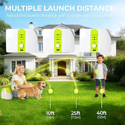 OYE Dog Ball Launcher, Automatic Balls Thrower with 6 Balls for Dog, 2 Tennis Balls Throwing Machine with 10-30 ft Throw Distance, Interactive Pet Toys for Small and Medium Dogs (Green) in Saudi Arabia