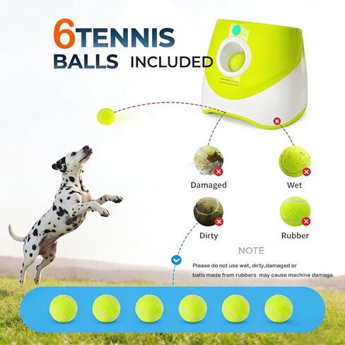 OYE Dog Ball Launcher, Automatic Balls Thrower with 6 Balls for Dog, 2 Tennis Balls Throwing Machine with 10-30 ft Throw Distance, Interactive Pet Toys for Small and Medium Dogs (Green) in Saudi Arabia
