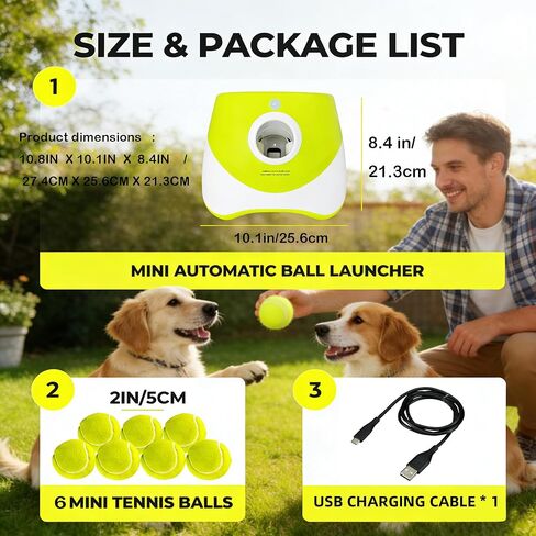 OYE Dog Ball Launcher, Automatic Balls Thrower with 6 Balls for Dog, 2 Tennis Balls Throwing Machine with 10-30 ft Throw Distance, Interactive Pet Toys for Small and Medium Dogs (Green) in Saudi Arabia