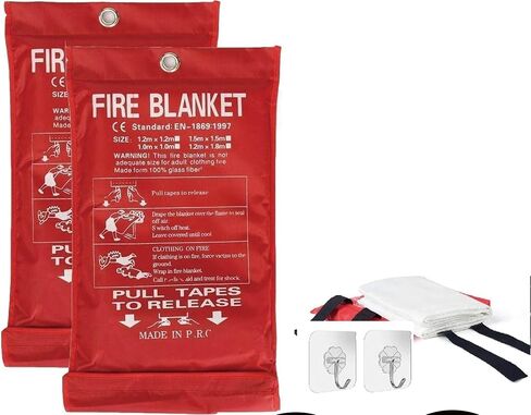 بطانية حريق للمنزل مقاس XL - 59 × 59 بطانيات طوارئ للناس، بطانية مقاومة للحرائق، مأوى كبير من الالياف الزجاجية للمطبخ والمنزل والمطعم والمنزل مقاومة للحريق وقابلة لاعادة الاستخدام in Kuwait