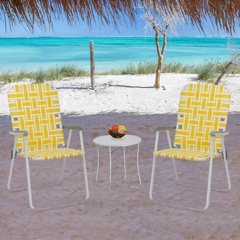 Patio Lawn Chairs Folding Chairs Set of 2, Webbed Folding Chair Outdoor Beach Chair Portable Camping Chair for Yard, Garden (Blue 1) in Saudi Arabia