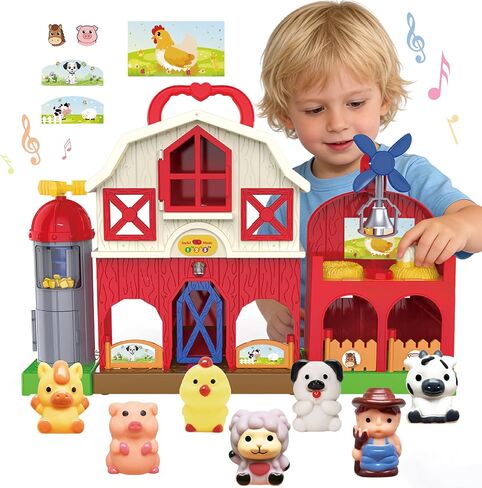 Kimicare 3 Pack Farm Toy Tractor with 40pcs Plastic Farm Animals Figurines and Fence Farm Playset, Farm Figures Farmer Vehicle Toy Truck with Trailer Birthday Gifts Christmas Stocking Stuffers in Saudi Arabia