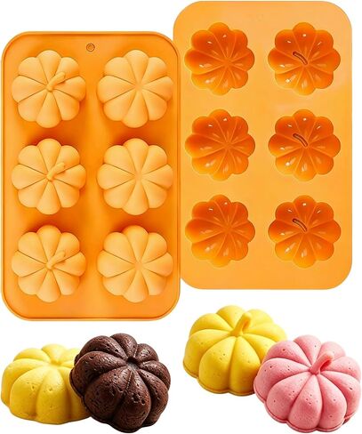 Halloween Pumpkin Silicone Molds 2 Pack, 6-Cavity Food Grade Pumpkin Molds, Nonstick Pumpkin Cake Molds Pumpkin Chocolate Mold for Baking, Soap, Candle Making Halloween DIY Craft in Kuwait