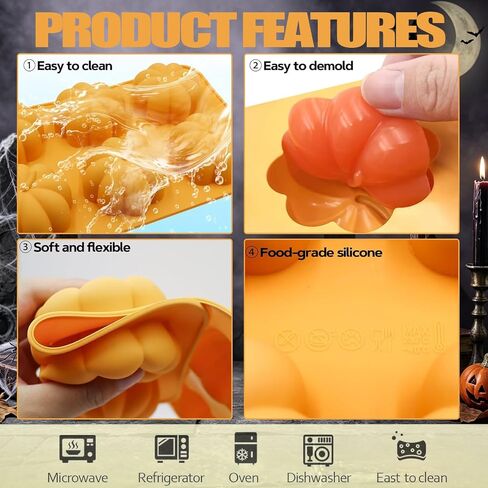 Halloween Pumpkin Silicone Molds 2 Pack, 6-Cavity Food Grade Pumpkin Molds, Nonstick Pumpkin Cake Molds Pumpkin Chocolate Mold for Baking, Soap, Candle Making Halloween DIY Craft in Kuwait