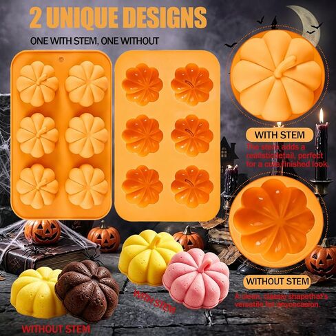 Halloween Pumpkin Silicone Molds 2 Pack, 6-Cavity Food Grade Pumpkin Molds, Nonstick Pumpkin Cake Molds Pumpkin Chocolate Mold for Baking, Soap, Candle Making Halloween DIY Craft in Kuwait