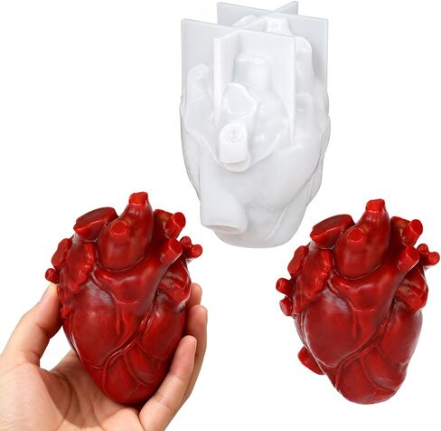 Halloween Heart Silicone Candle Mold, 3D Heart Resin Mold for Candle Making, DIY Ghost Molds for Epoxy Resin, Handmade Soap, Plaster, Aromatherapy, Spooky Halloween Party Home Decor（1Pcs） in Kuwait