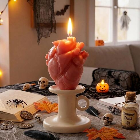 Halloween Heart Silicone Candle Mold, 3D Heart Resin Mold for Candle Making, DIY Ghost Molds for Epoxy Resin, Handmade Soap, Plaster, Aromatherapy, Spooky Halloween Party Home Decor（1Pcs） in Kuwait