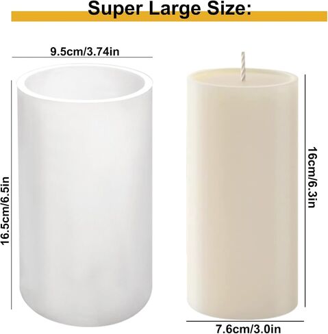 Large Silicone Cylinder Candle Mold - Pillar Candle Making Mold (16.9cm x 9.5cm/6.5" x 3.74") in Kuwait