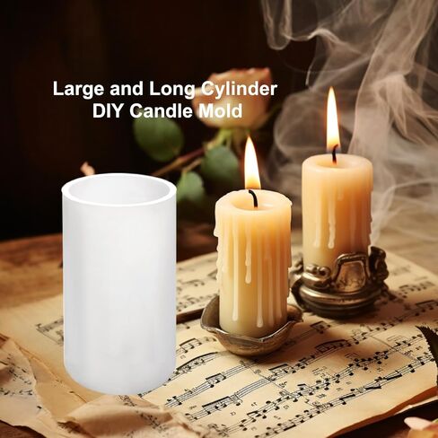 Large Silicone Cylinder Candle Mold - Pillar Candle Making Mold (16.9cm x 9.5cm/6.5" x 3.74") in Kuwait