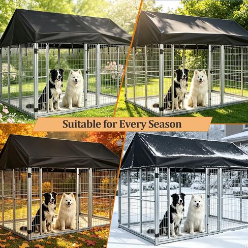 4'W X 8'L Outdoor Dog Kennel Cover, Outdoor Replacement Roof Cover with Windproof Drawstrings 420D Oxford Cloth with Silver Protective Coating for Waterproof Dog Kennel in Saudi Arabia