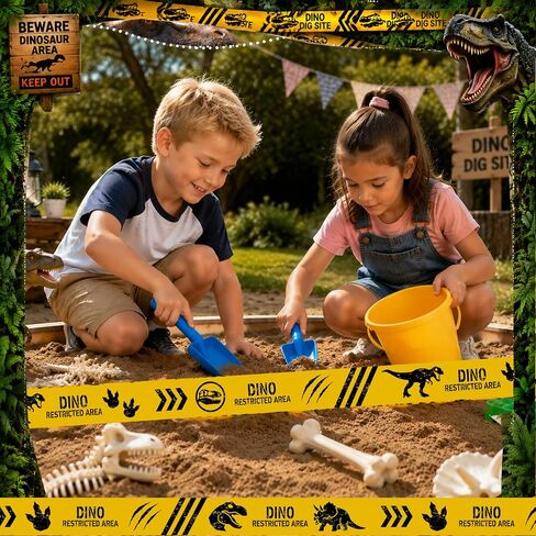 2 Rolls 3'' x 196 Feet Reusable Dinosaur Caution Tape Dinosaur Decorations Dino Dig Site Caution Tape Dinosaur Theme Party Supplies Favors (No Stickiness) in Kuwait