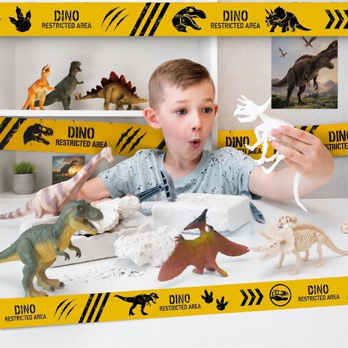 2 Rolls 3'' x 196 Feet Reusable Dinosaur Caution Tape Dinosaur Decorations Dino Dig Site Caution Tape Dinosaur Theme Party Supplies Favors (No Stickiness) in Kuwait