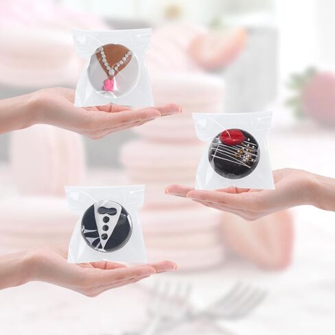 TEMLQPACK100Pcs Self - sealing 3x3 Inch Clear Cellophane Bags - Perfect for Packaging Chocolate - covered Oreos, Macarons, etc. - Party Edition in Saudi Arabia
