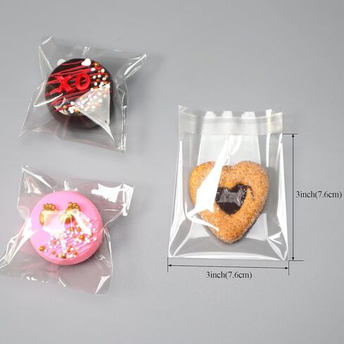 TEMLQPACK100Pcs Self - sealing 3x3 Inch Clear Cellophane Bags - Perfect for Packaging Chocolate - covered Oreos, Macarons, etc. - Party Edition in Saudi Arabia