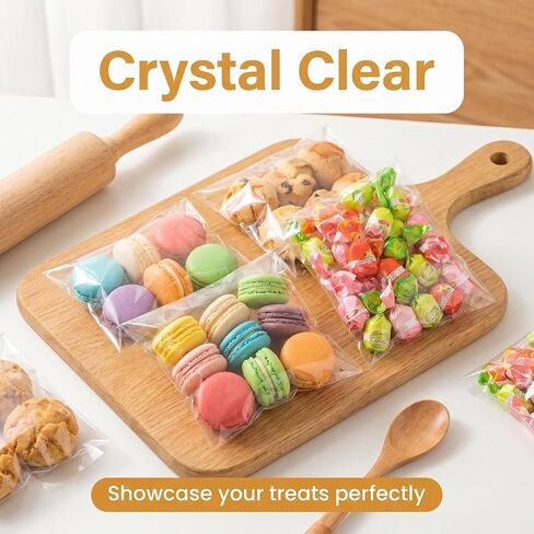 ZGORENDZ 300 Pcs Cellophane bags 5×7" Self Sealing Cookie Bags Clear Plastic Cello Bags for Favors, Bakery Supplies, Gifts, Candy, Chocolate Chip Cookies, Brownies in Saudi Arabia