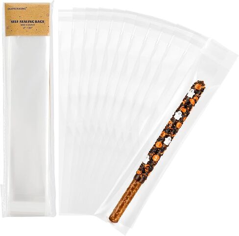 EKAPACKAGING 200Pcs 2x10 Inches Self Seal Cellophane Bags Pretzel Rod Bags in Saudi Arabia