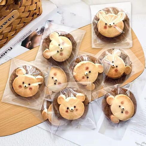 SUREHOME Cookie Bags with Seal, 200 Pcs 5x6 Inch Clear Self Sealing Cellophane Bags for Cookie Packaging Resealable Cello Treat Bag Plastic Individual Cookies Bag for Gift Giving Favors Candy Wrappers in Kuwait