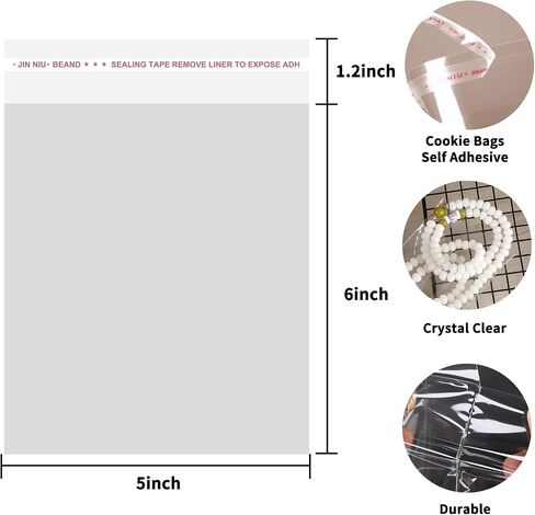 SUREHOME Cookie Bags with Seal, 200 Pcs 5x6 Inch Clear Self Sealing Cellophane Bags for Cookie Packaging Resealable Cello Treat Bag Plastic Individual Cookies Bag for Gift Giving Favors Candy Wrappers in Kuwait