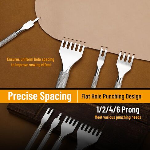 Leather Stitching Punch 1/2/4/6 Prong Leather Hole Punch in Kuwait
