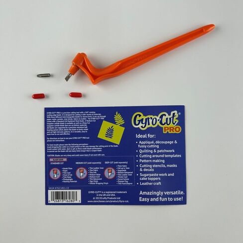 Gyro-Cut Pro Craft Cutting Tool with 2 x 15° Standard Steel Blades – Rotating Crafting Knife for Precision Curves, Paper Crafts and Stencil Making in Kuwait