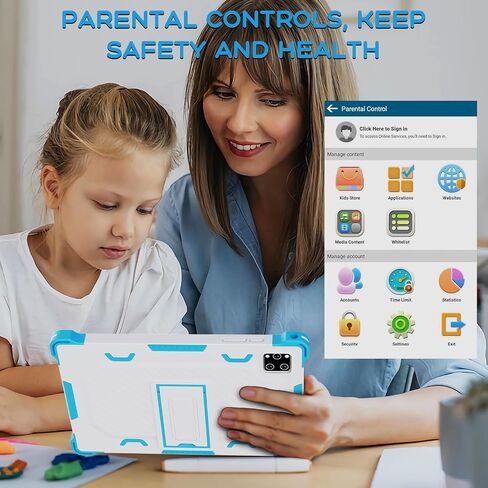 10.1 Inch Android 15 Kids Tablet, 10GB RAM 64GB ROM Storage, 10000mAh Large Battery, Parental Control, Pre-Installed Educational Apps, Learning Tablet for Kids 3-7（Blue） in Kuwait