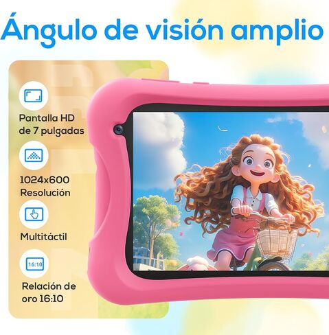 DigiLand Android Kids Tablet, 7 inch Android Tablet for Kids, 4GB + 32GB, Parental Control, 3000mAh Battery, Dual Camera, BT 5.0 & WiFi, Xmas Gift in Kuwait