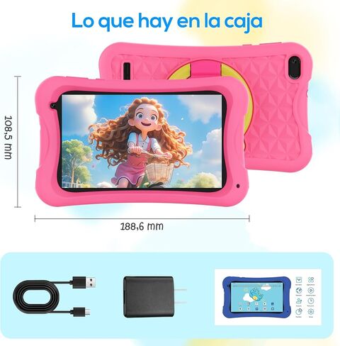 DigiLand Android Kids Tablet, 7 inch Android Tablet for Kids, 4GB + 32GB, Parental Control, 3000mAh Battery, Dual Camera, BT 5.0 & WiFi, Xmas Gift in Kuwait