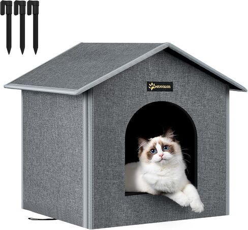 MIU Color Outdoor Cat House, Large Weatherproof Cat Houses for Outdoor/Indoor Cats, Insulated Feral Cat Shelter with Removable Soft Mat, Easy to Assemble, 17.1" x 15" x 16.6" inch in Kuwait