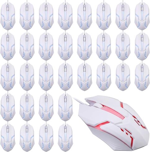 Sratte 30 Pack Black USB Wired Mouse Bulk 1200 DPI RGB Optical Computer Mouse 3 Button 7 Color LED Backlit Gaming Mouse Wired Office Mouse Ergonomic USB Computer Mouse for Desktop Laptop Gamer in Kuwait