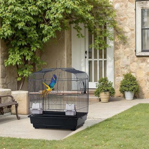 TrailBlaze 20.5Inch Bird Travel Cage with Handle, Metal Bird Carrier with Food Container, Wooden Perch & Pull-Out Tray, Portable Birdcage for Small Parrots Lovebirds Canaries Cockatiels Conures in Kuwait