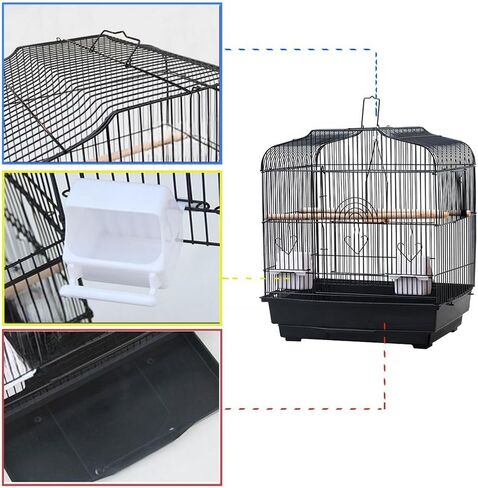 TrailBlaze 20.5Inch Bird Travel Cage with Handle, Metal Bird Carrier with Food Container, Wooden Perch & Pull-Out Tray, Portable Birdcage for Small Parrots Lovebirds Canaries Cockatiels Conures in Kuwait