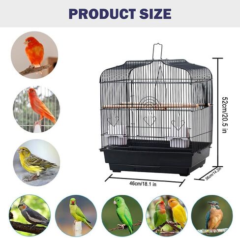 TrailBlaze 20.5Inch Bird Travel Cage with Handle, Metal Bird Carrier with Food Container, Wooden Perch & Pull-Out Tray, Portable Birdcage for Small Parrots Lovebirds Canaries Cockatiels Conures in Kuwait