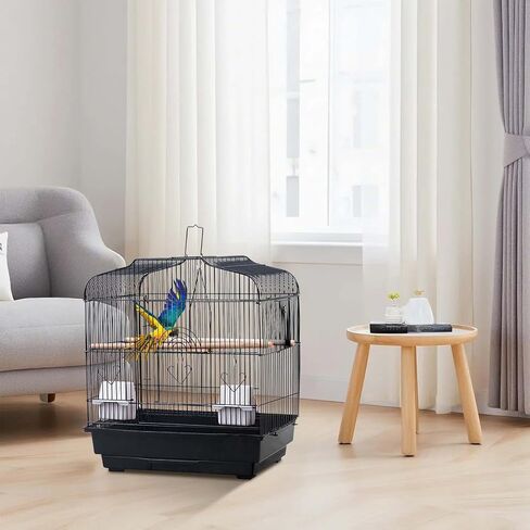 TrailBlaze 20.5Inch Bird Travel Cage with Handle, Metal Bird Carrier with Food Container, Wooden Perch & Pull-Out Tray, Portable Birdcage for Small Parrots Lovebirds Canaries Cockatiels Conures in Kuwait