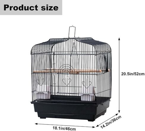 TrailBlaze 20.5Inch Bird Travel Cage with Handle, Metal Bird Carrier with Food Container, Wooden Perch & Pull-Out Tray, Portable Birdcage for Small Parrots Lovebirds Canaries Cockatiels Conures in Kuwait