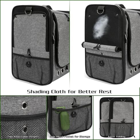 Large Bird Carrier Bag with Stand, Lightweight Backpack for Parrot, Portable Cockatiel Travel Cage with Accessories, Pet Transparent Breathable Carrier, Gray in Kuwait