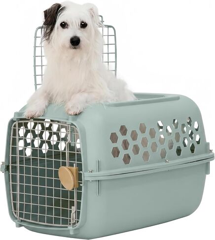 SportPet 24" X-SMALL 2-Door Top Load Hard Sided Pet Carrier Kennel – Easy Access Durable Plastic Travel Crate with Carry Handle - Dog, Cat, Rabbit, & Small Pet, Ventilated for Car, Vet, & Home – Cream in Saudi Arabia