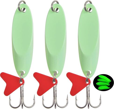 OROOTL Fishing Spoon Lures Long Distance Casting Spoon Fishing Lure Jig Glow Cast Metal Spoon 1/5oz-2oz Hard Metal Spoon Lures for Saltwater Freshwater Fishing in Kuwait