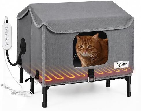 Tailtastic Heated Outdoor Cat House 1-Piece No-Assembly Elevated Insulated in Saudi Arabia