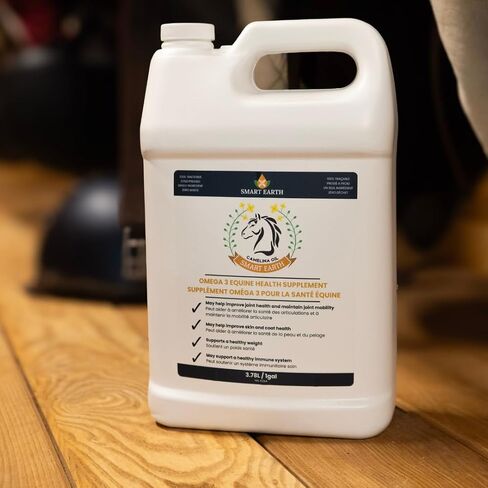 Smart Earth Camelina Horse Oil Supplement for Equine Care & Feed | Essential Oils for Joint Health | 1gal Jug in Kuwait