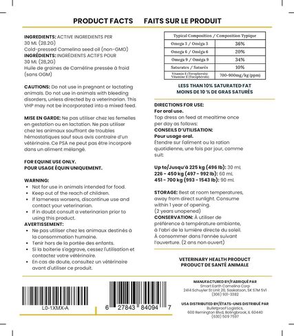 Smart Earth Camelina Horse Oil Supplement for Equine Care & Feed | Essential Oils for Joint Health | 1gal Jug in Kuwait
