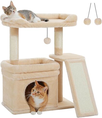 PEQULTI Small Cat Tree Tower for Indoor Cats, Sisal Post & Cozy Condo, Grey in Saudi Arabia
