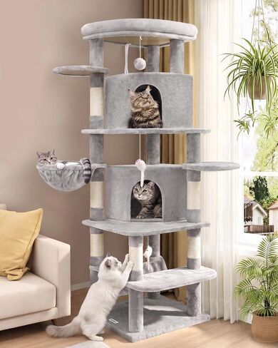 Globlazer 66inch Corner Cat Tree Tower for Indoor Large Cats, C66, Beige in Kuwait