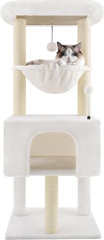 Roypet 32" Cat Tree for Indoor Cats, 2-in-1 Cat House with Sisal Scratching Post & Ramp, 2-Level Cat Tower with Rotatable Feather & Ball Toys, Stable Grey Cat Condo for Small/Medium Cats, Grey in Saudi Arabia