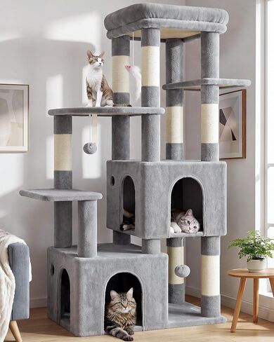 Globlazer Heavy Duty Cat Trees for Big Cats Maine Coon, F61, Light Grey in Saudi Arabia
