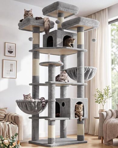 Globlazer Cat Tree Tower for Multiple Adult Cats, 82in, F82, Light Grey in Saudi Arabia