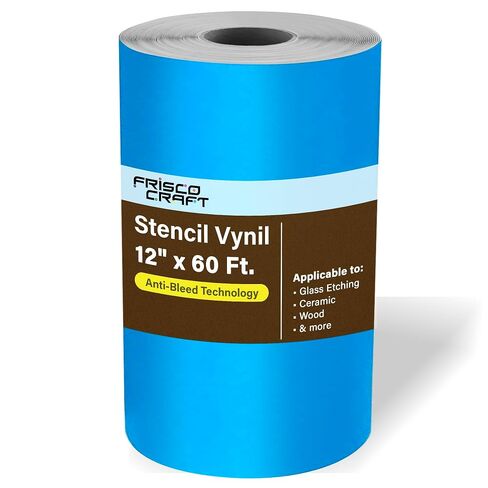 Frisco Craft Stencil Vinyl - فينيل الاستنسل المتوافق لمعظم القواطع - ورقة قابلة للإزالة باللون الأزرق - الصف الاحترافي ، سهل الاستخدام ، بدون بقايا ، متعددة الأغراض (12 "× 60 قدمًا) in Saudi Arabia